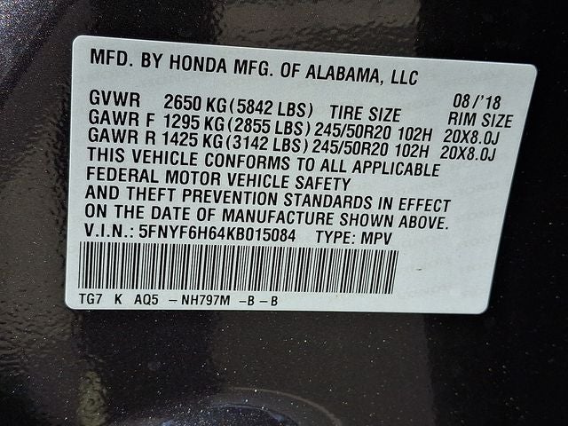 2019 Honda Pilot Touring 7 Passenger