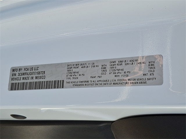 2026 RAM ProMaster 3500 RAM PROMASTER 3500 TRADESMAN CARGO VAN HIGH ROOF 159' WB EXT