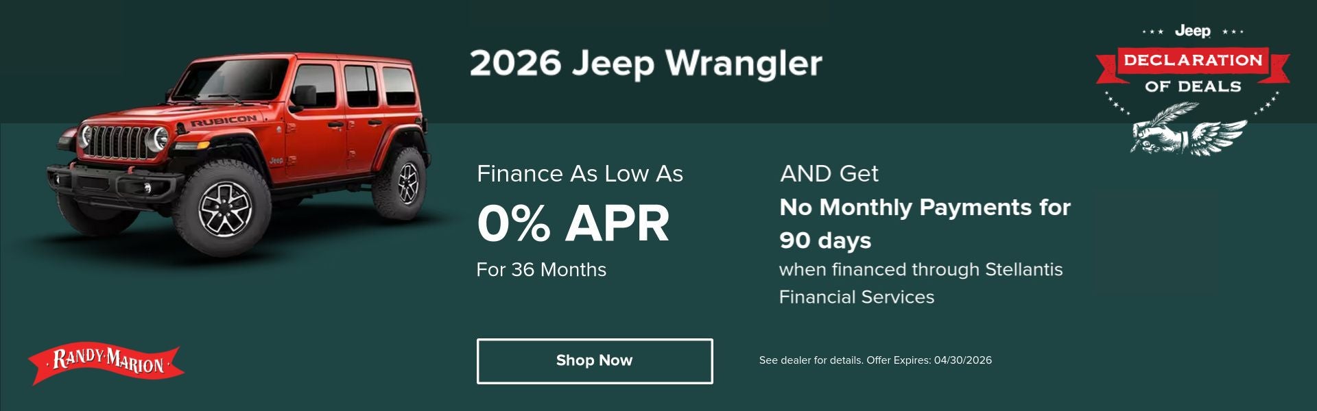 Jeep Wrangler April Offer