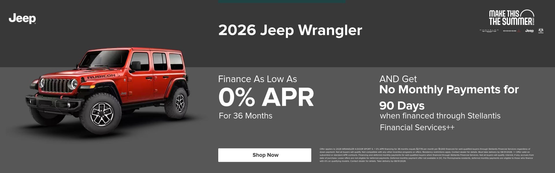 0% Jeep Wrangler 